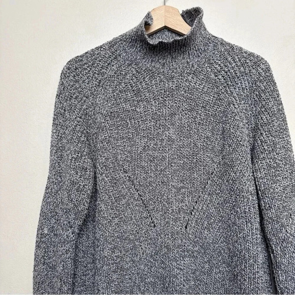 Topshop Womens 6 Marble Grey  Balloon Sleeve Mock Neck Sweater Dress - Picture 7 of 15